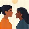 Icono de dos personas conversando en un ambiente de apoyo